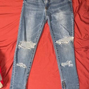 Forever 21 Ripped Skinny Jeans with Zippers